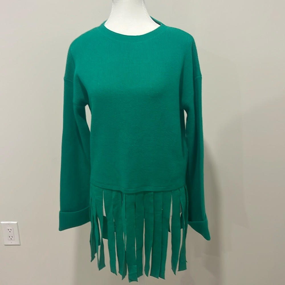 Green Sweater with fringe Size S